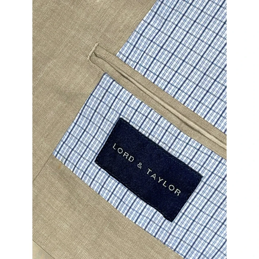 Lauren Ralph Lauren Mens 42L Tan 100% Linen 2-Button Blazer Sport Coat 42 Long